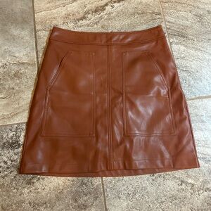 NWOT Ann Taylor LOFT Faux Leather Skirt in Cognac